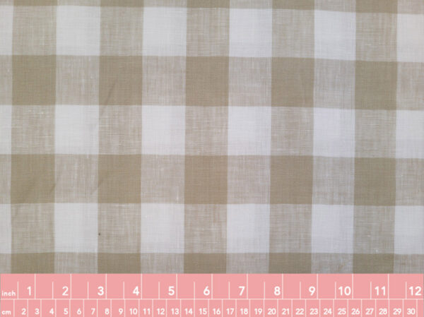 Designer Deadstock – Yarn Dyed Linen - White/Tan Check