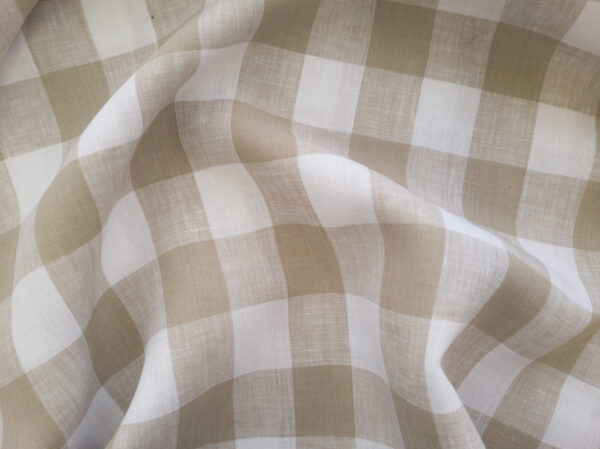 Designer Deadstock – Yarn Dyed Linen - White/Tan Check