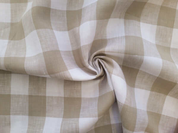 Designer Deadstock – Yarn Dyed Linen - White/Tan Check