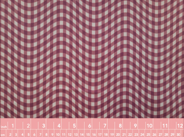 Japanese Cotton Oxford - Gingham Optical Illusion - Waves - Cranberry