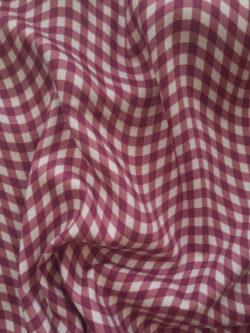 Japanese Cotton Oxford - Gingham Optical Illusion - Waves - Cranberry