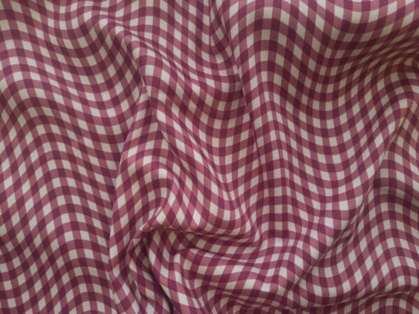 Japanese Cotton Oxford - Gingham Optical Illusion - Waves - Cranberry