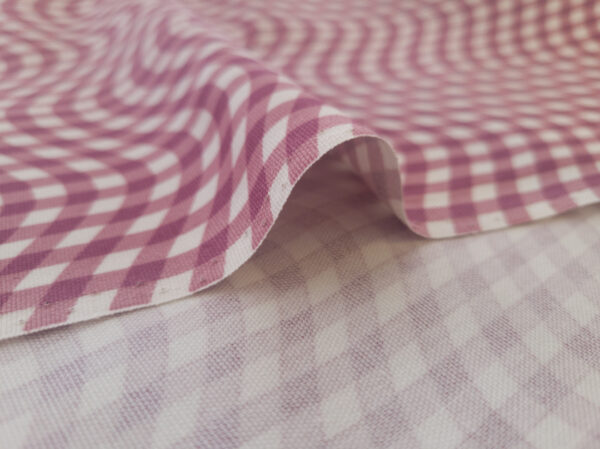 Japanese Cotton Oxford - Gingham Optical Illusion - Waves - Cranberry