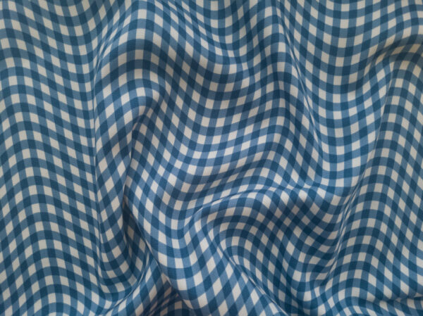 Japanese Cotton Oxford - Gingham Optical Illusion - Waves - Indigo