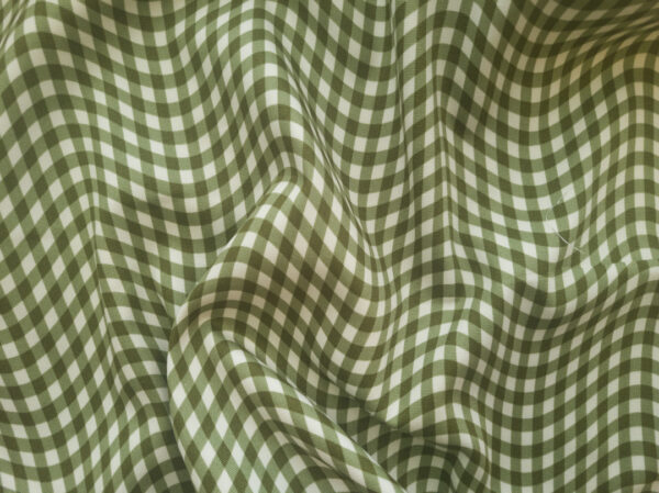 Japanese Cotton Oxford - Gingham Optical Illusion - Waves - Olive