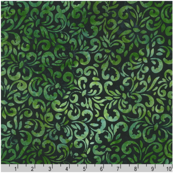 Artisan Cotton Batik - Lily Bella - Curling Vines - Emerald