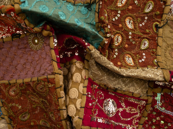 Indian Patchwork Tapestry – Caramel/Turquoise