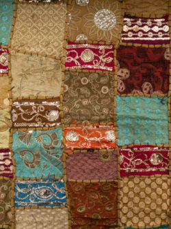 Indian Patchwork Tapestry – Caramel/Turquoise