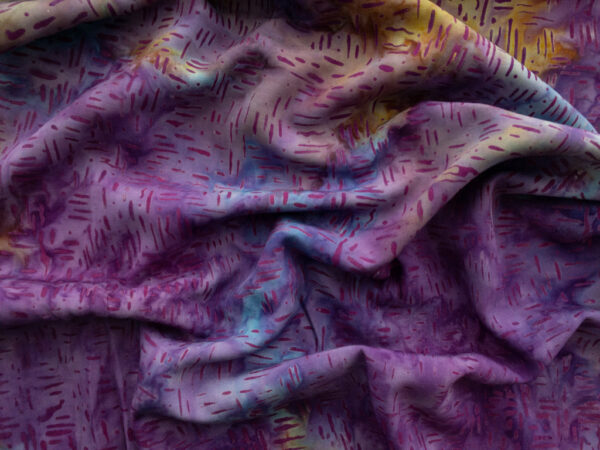 Rayon Batik - Batiks by Mirah - Dashes - Purple/Yellow