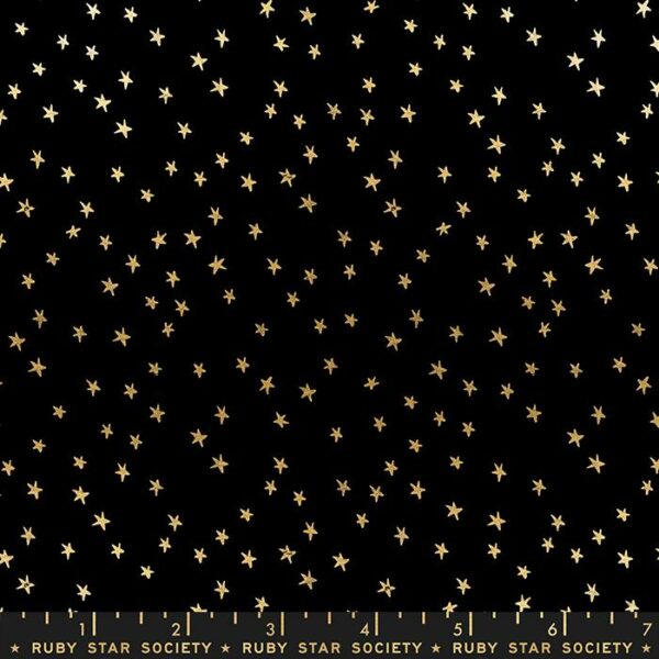 Quilting Cotton - Ruby Star - Starry Mini - Black/Gold