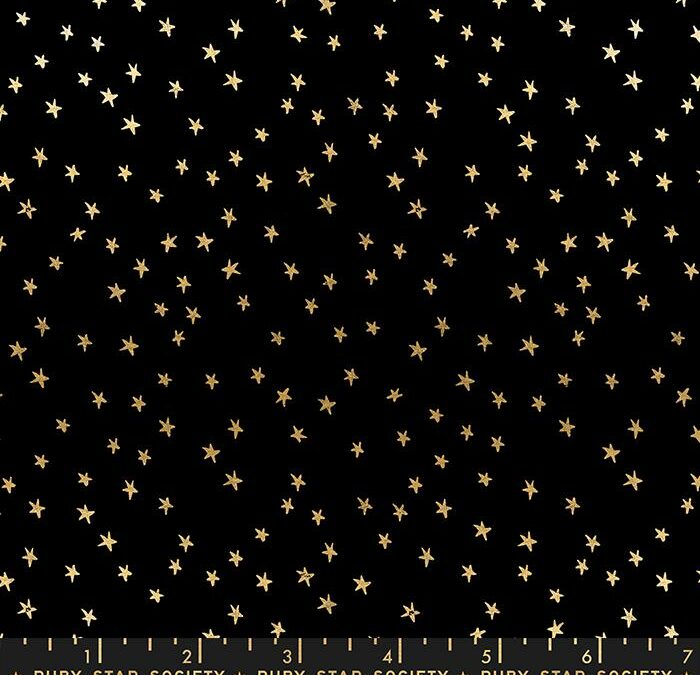 Quilting Cotton – Ruby Star – Starry Mini – Black/Gold