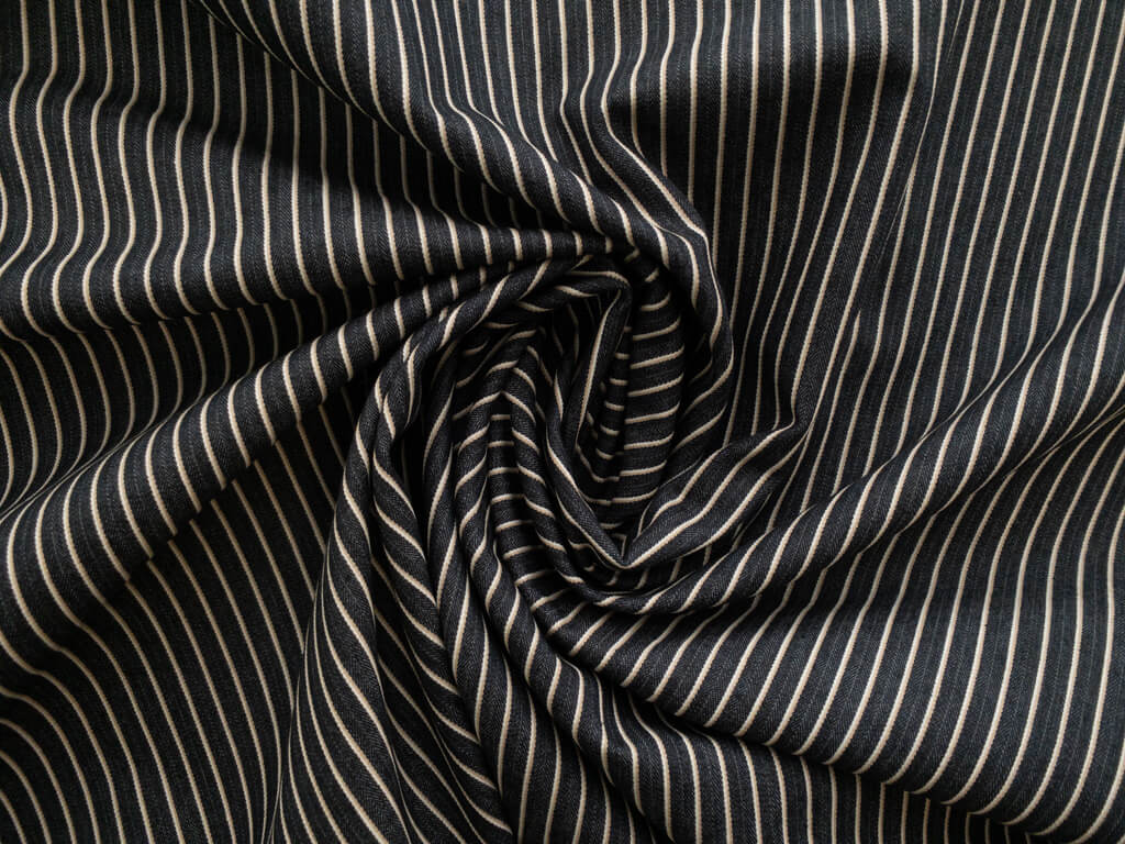 Designer Deadstock – Cotton/Spandex Stretch Shirting – Herringbone Stripes