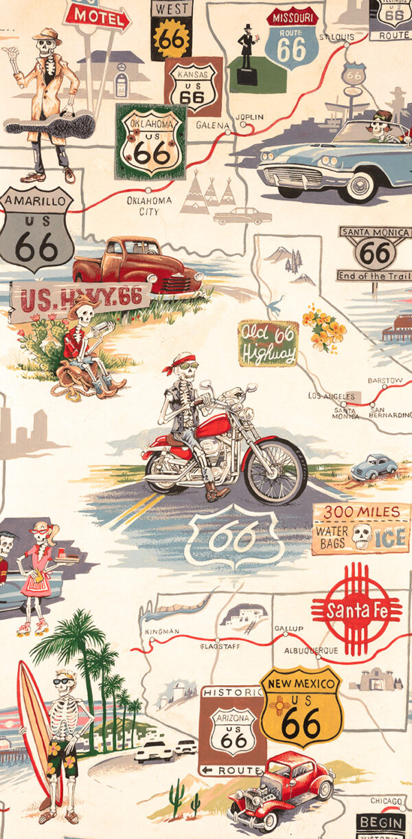 Quilting Cotton - Alexander Henry - Memories of Route 66 - Tea Dye