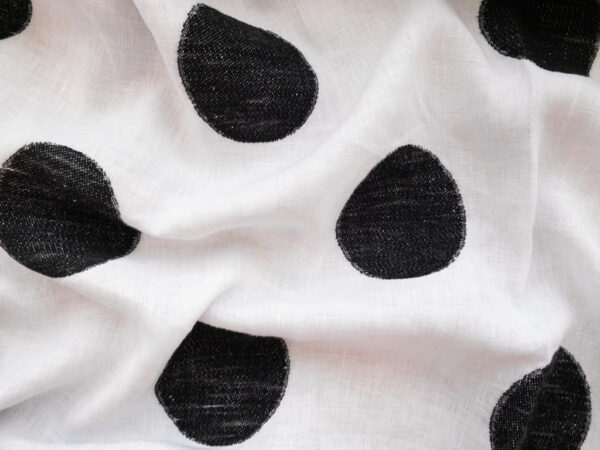 Designer Deadstock - Linen - Polka Dot - White