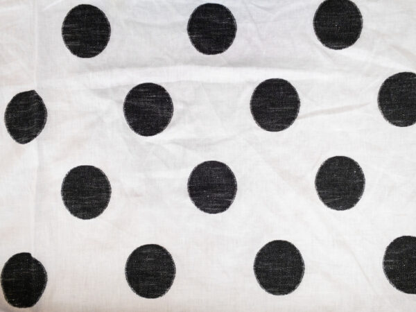 Designer Deadstock - Linen - Polka Dot - White