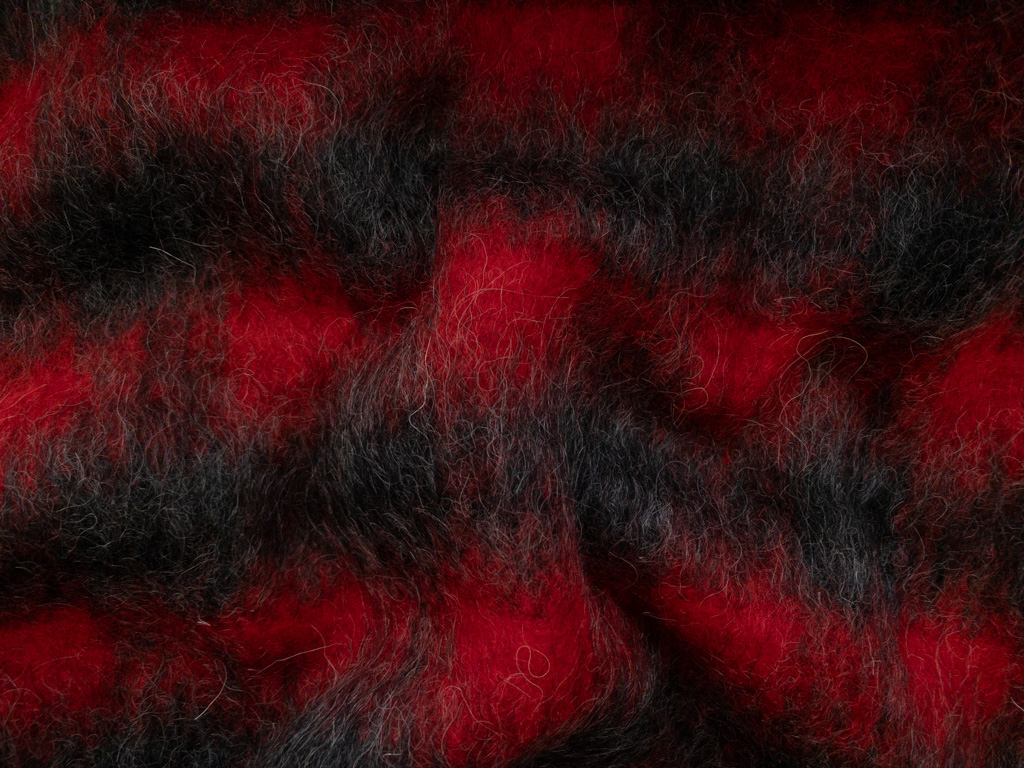 European Designer Deadstock – Wool/Acrylic/Mohair Chunky Boucle Knit –  Red/Grey - Stonemountain & Daughter Fabrics