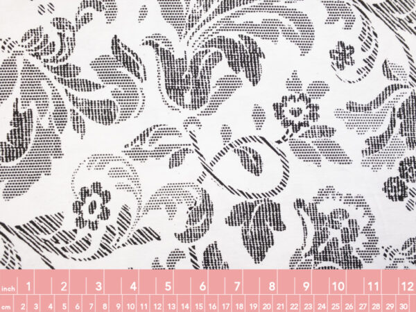 British Designer Deadstock - Cotton Jersey - Pointillist Floral  - White/Black