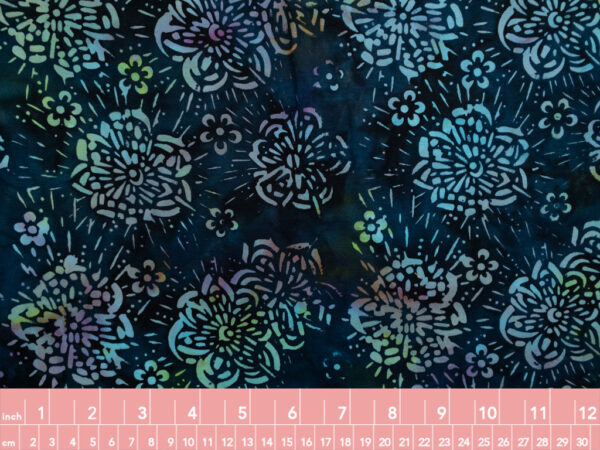 Rayon Batik - Batiks by Mirah - Vintage Treasures - Flower Burst - Blue/Teal