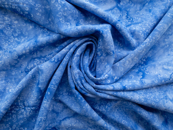 Rayon Batik - Batiks by Mirah - Floral Fancy - Crescent - Sky Blue