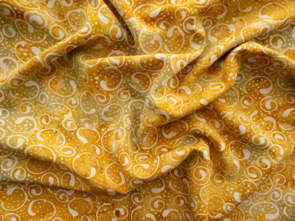 Rayon Batik - Batiks by Mirah - Floral Fancy - Brushstroke - Yellow