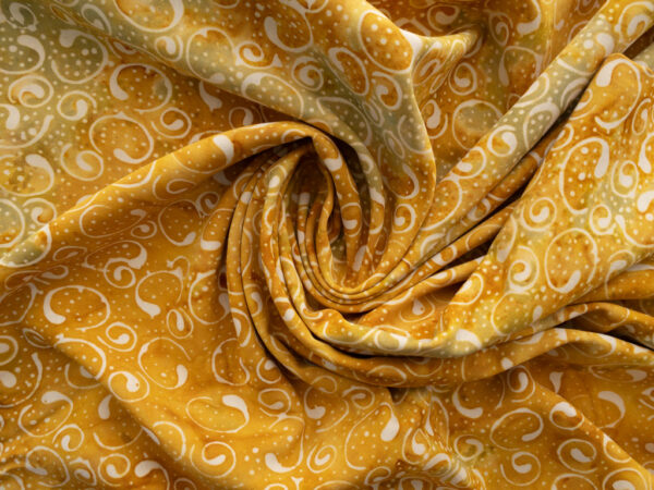 Rayon Batik - Batiks by Mirah - Floral Fancy - Brushstroke - Yellow