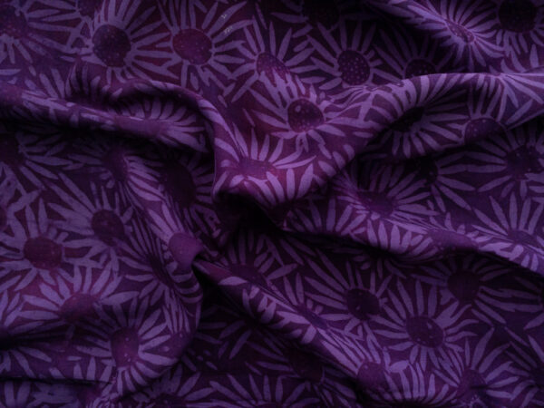 Rayon Batik - Batiks by Mirah - Floral Fancy - Daisies - Purple