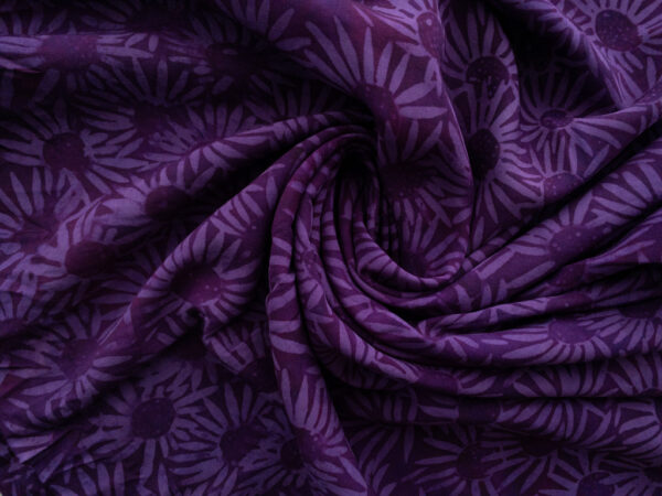 Rayon Batik - Batiks by Mirah - Floral Fancy - Daisies - Purple