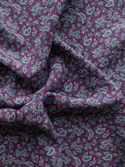 Italian Designer Deadstock - Silk Crepe - Purple Paisley