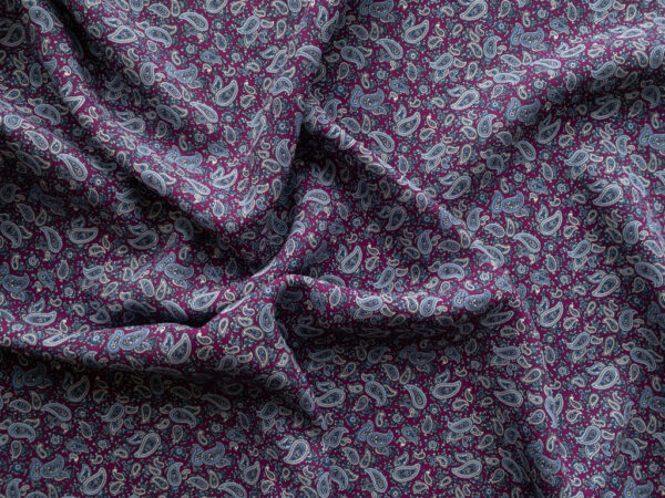 Italian Designer Deadstock - Silk Crepe - Purple Paisley