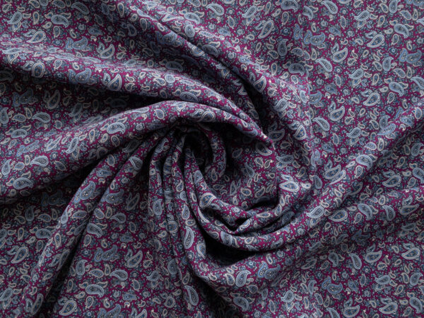 Italian Designer Deadstock - Silk Crepe - Purple Paisley