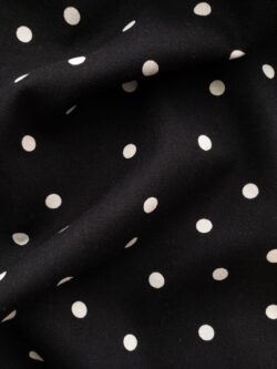 Printed Rayon/Linen - Polka Dots - Black/Cream