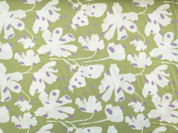 Rayon Poplin Print - Pressed Flowers - Pistachio