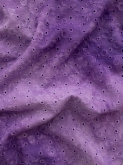 British Designer Deadstock - Tie Dye Cotton Eyelet - Diamond Dots - Lilac