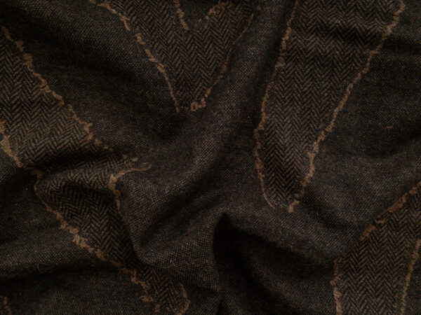 British Designer Deadstock - Wool Blend Coating - Herringbone Patchwork - Mocha