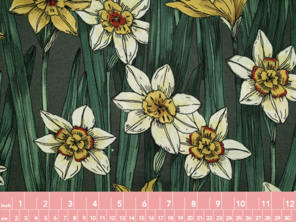 British Designer Deadstock - Viscose Challis - Field of Daffodils