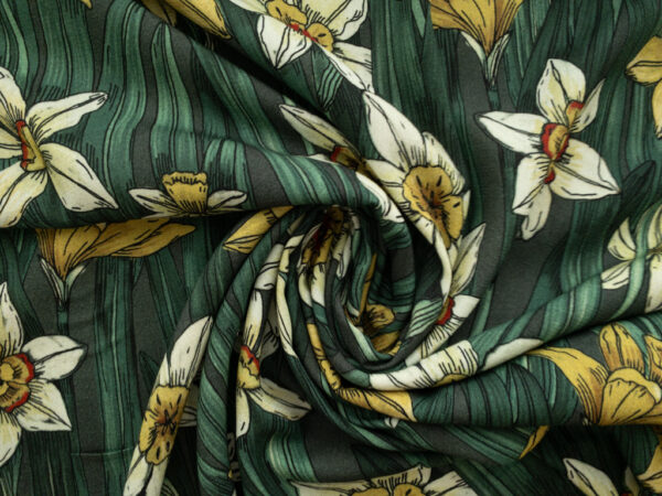 British Designer Deadstock - Viscose Challis - Field of Daffodils