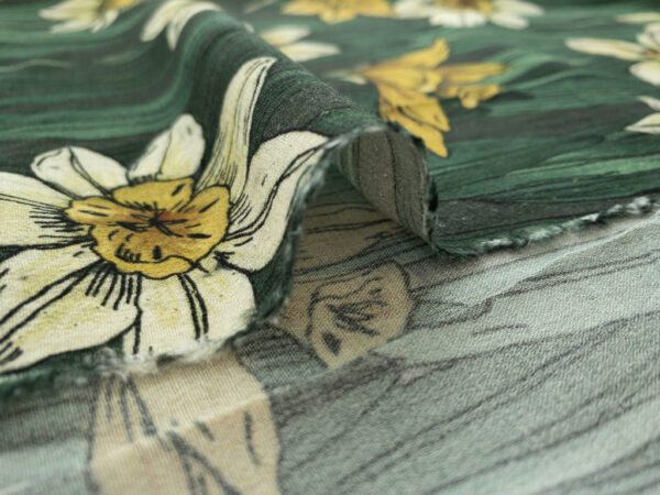 British Designer Deadstock - Viscose Challis - Field of Daffodils