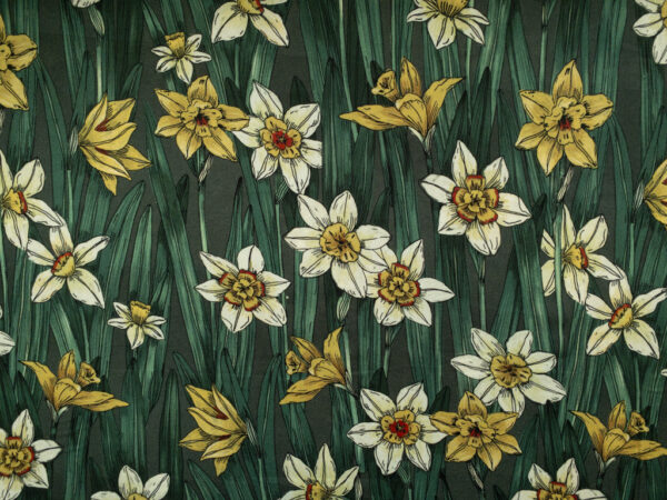 British Designer Deadstock - Viscose Challis - Field of Daffodils