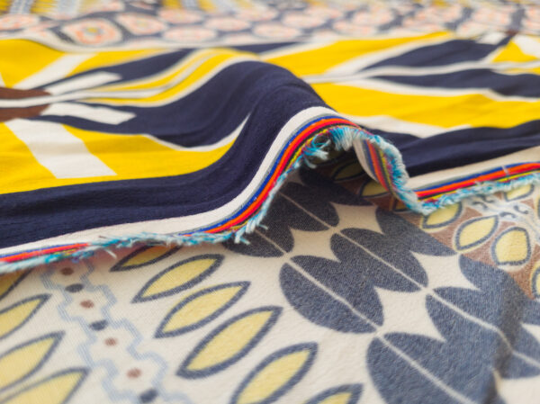 Italian Designer Deadstock - Viscose Crepe Border Print - Voyage