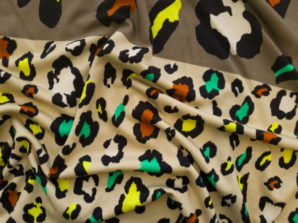 Designer Deadstock – Viscose/Spandex Jersey Panel – Festive Leopard