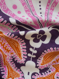 Designer Deadstock - Printed Linen/Cotton - Fleur de Lis - Aubergine/Pink