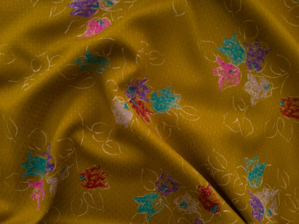 Lady McElroy - Viscose Dobby - Playful Tulips - Ochre