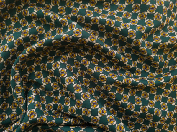 Lady McElroy - Viscose Twill Lining - Paisley Tiles - Forest