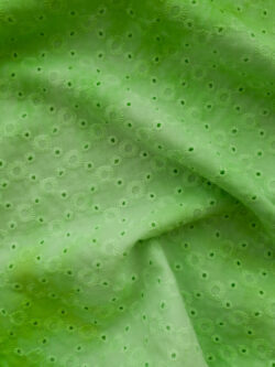 British Designer Deadstock - Tie Dye Cotton Eyelet - Diamond Dots - Lime Green