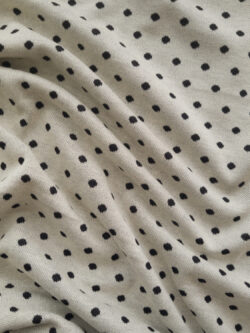 European Designer Deadstock - Viscose Blend Double Knit - Polka Dot - Cream/Black