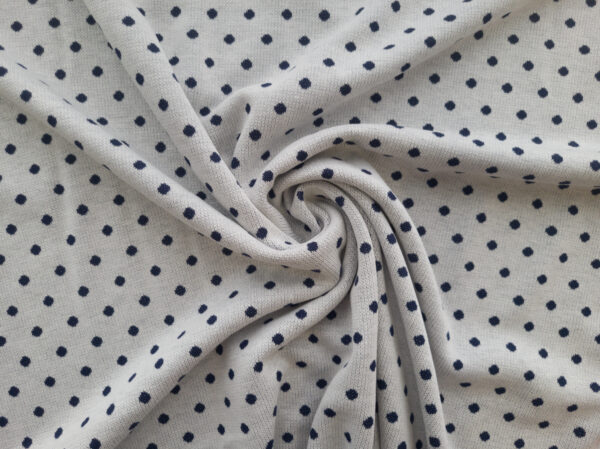 European Designer Deadstock - Viscose Blend Double Knit - Polka Dot - Cream/Navy