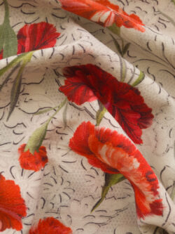 British Designer Deadstock - Wool Crepe - Falling Carnations