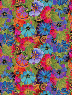 Quilting Cotton - Earth Song - Packed Floral - Bright Metallic