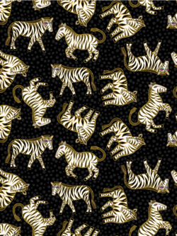 Quilting Cotton - Earth Song - Zebras - Black Metallic