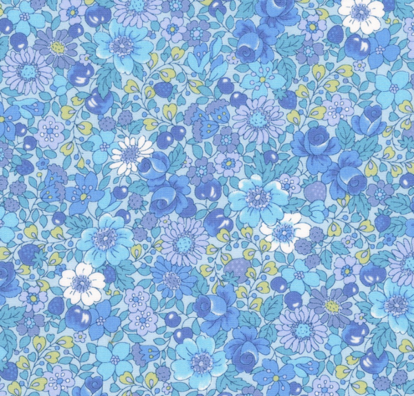 Quilting Cotton - Garden Blues - Crowded Floral - Cerulean